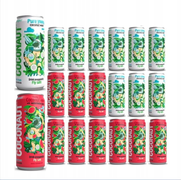Woda kokosowa Coconaut (klasyk 10x320 ml + arbuz 10x320ml)
