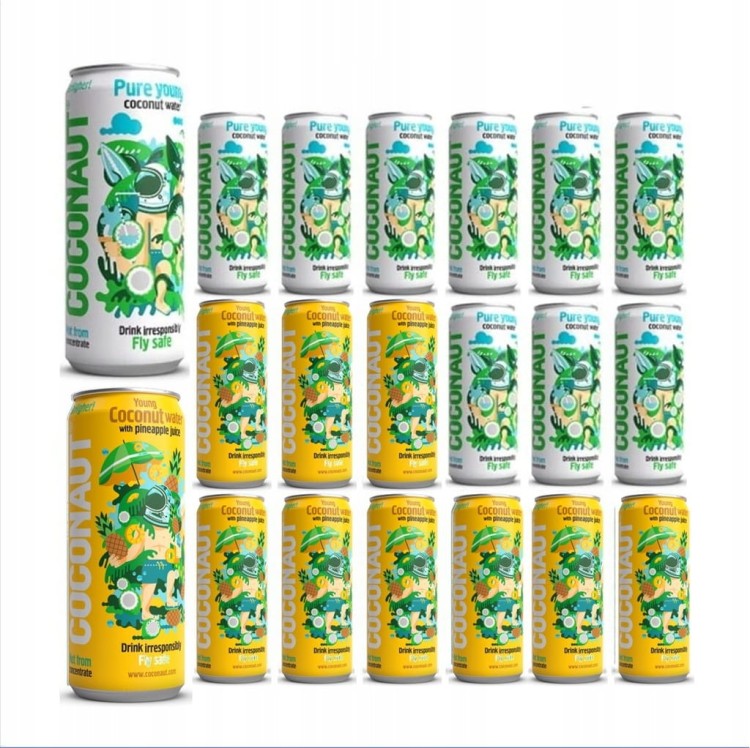 Woda kokosowa Coconaut (klasyk 10x320 ml + ananas 10x320ml)